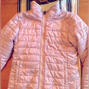 North Face Mossbud- Lavender/white reversible coat